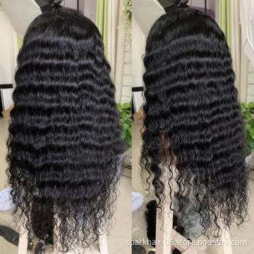 SPARK Wholesale Deep Wave HD Full Lace Wigs Human Hair Lace Front Peruvian Virgin Hair 360 Lace Front Wigs for Black Women
